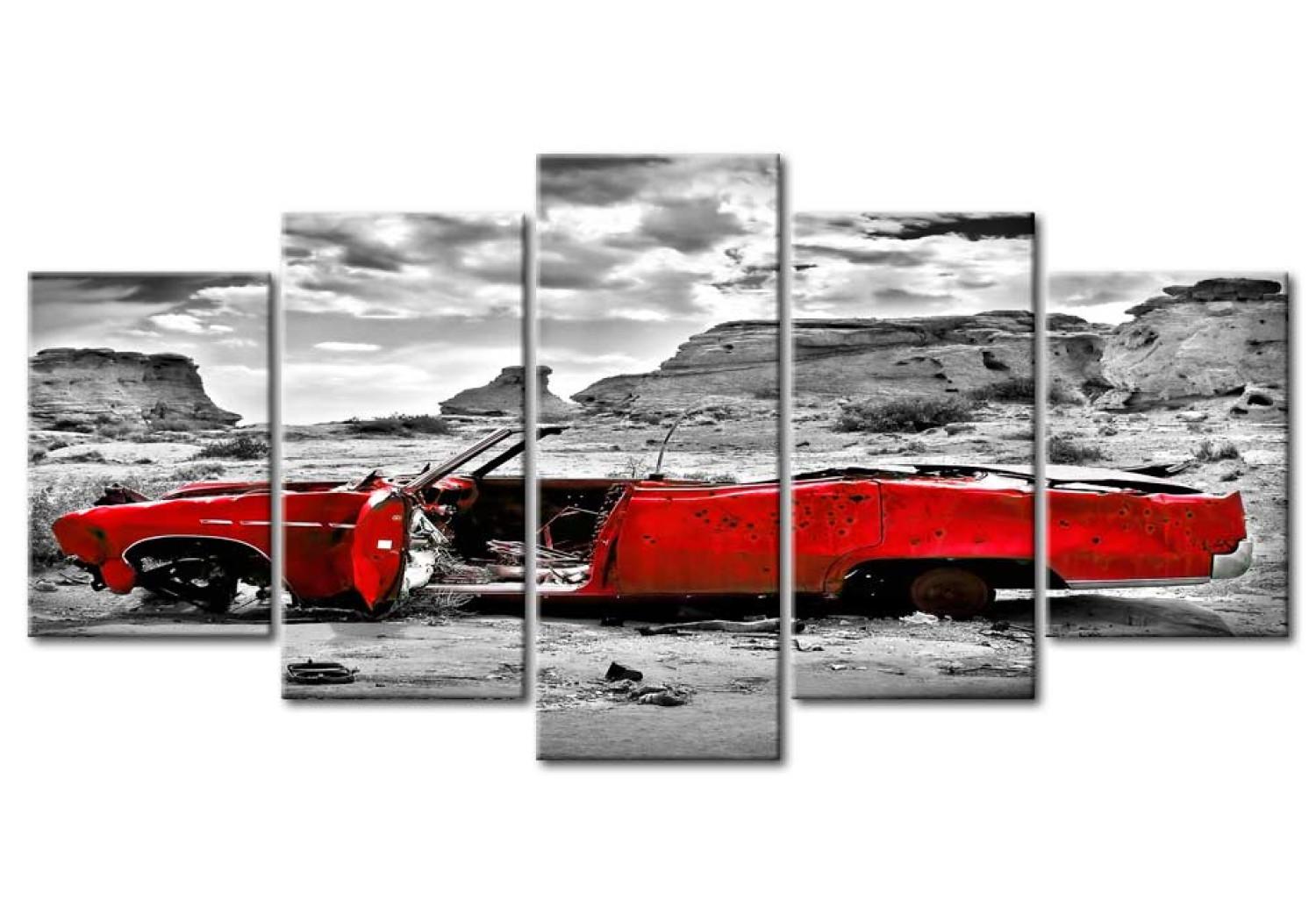 Impresión en metacrílato Coche rojo retro en el Desierto de Colorado [Glass]