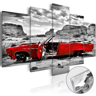 Impresión en metacrílato Coche rojo retro en el Desierto de Colorado [Glass]
