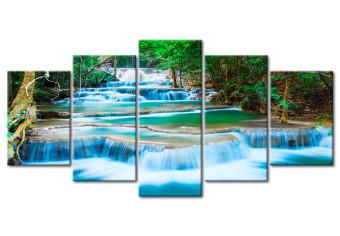 Cuadro en vidrio acrílico Sky-blue Waterfall in Kanchanaburi, Thailand [Glass]