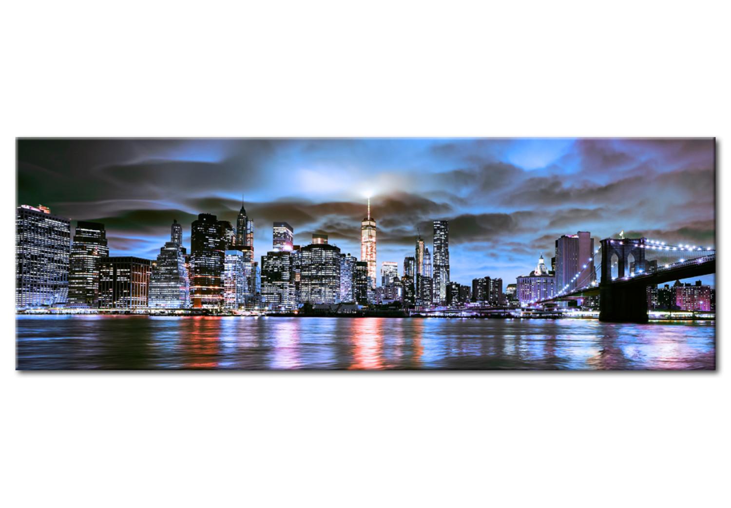 Cuadro decorativo NYC: Farol urbano (1 pieza) - panorama de la ciudad en la luz nocturna