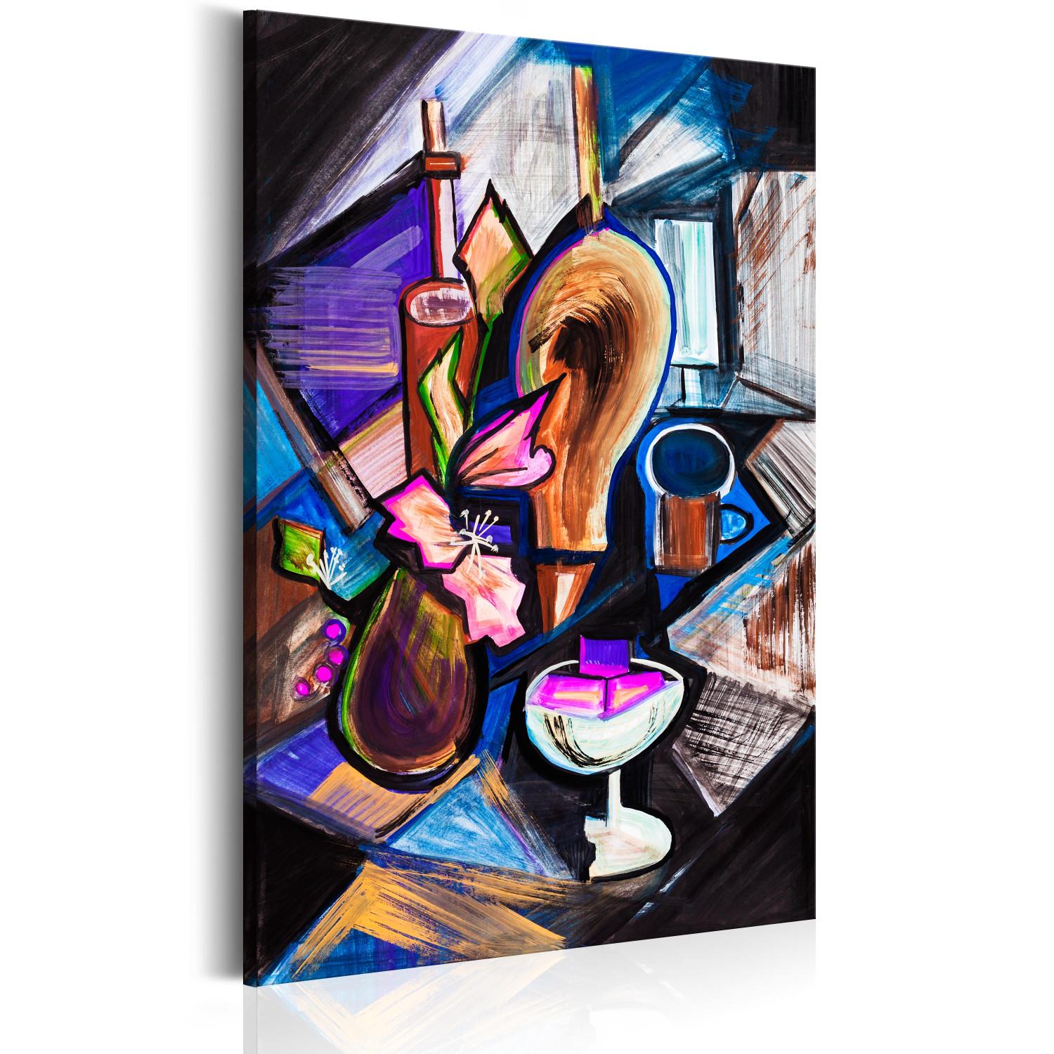 Cuadro moderno Club de Jazz (1 pieza) - abstracción geométrica colorida con bebidas