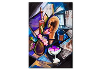 Cuadro moderno Club de Jazz (1 pieza) - abstracción geométrica colorida con bebidas