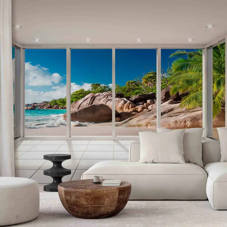 Vista desde la ventana - playa paradisíaca y mar turquesa