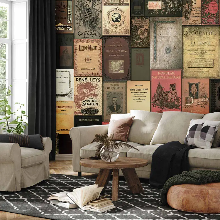 Paraíso de libros - portadas coloridas en estilo vintage formando un collage