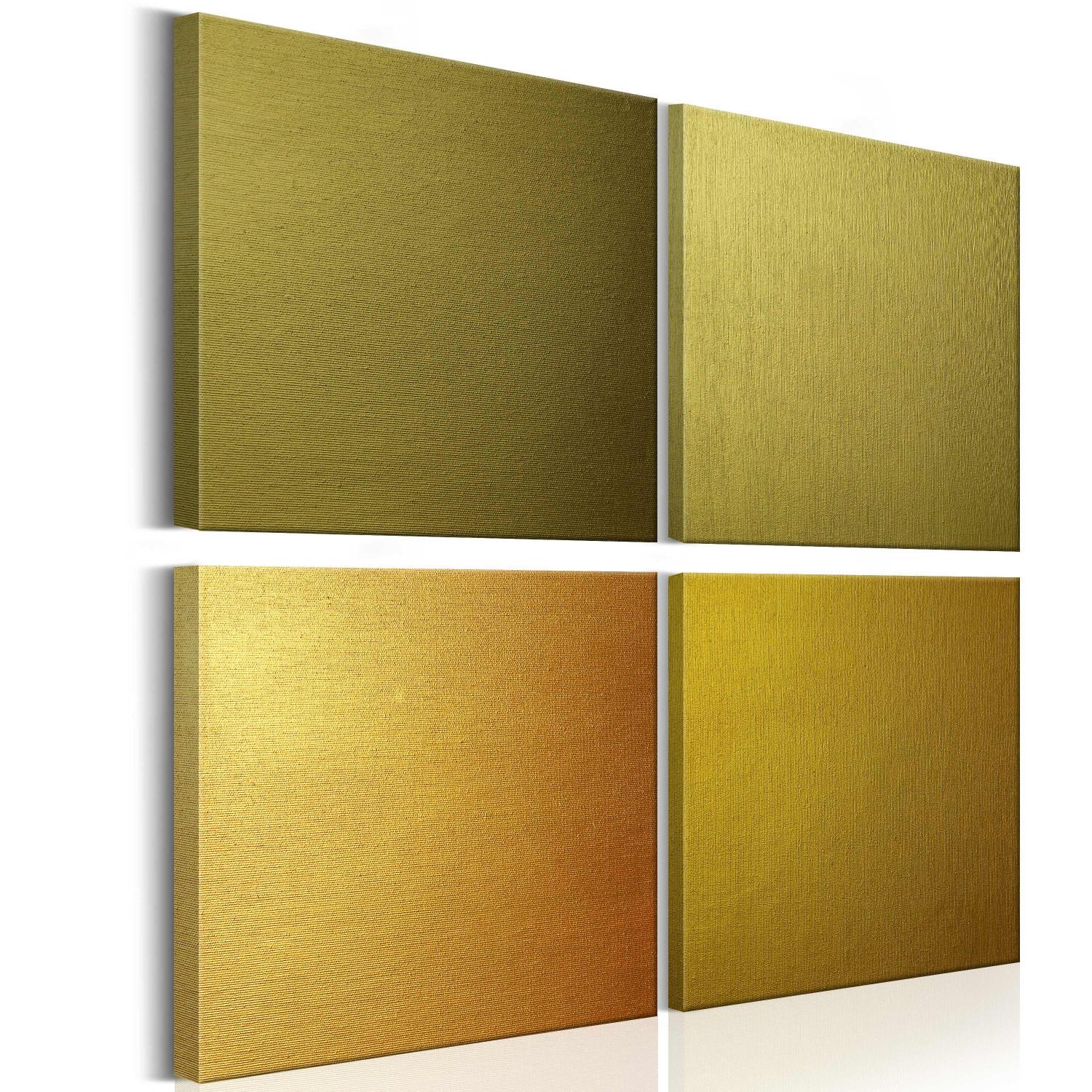 Cuadro moderno Cuarteto dorado (4-pieza) - cuatro cuadrados artísticos en oro