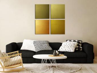 Cuadro moderno Cuarteto dorado (4-pieza) - cuatro cuadrados artísticos en oro