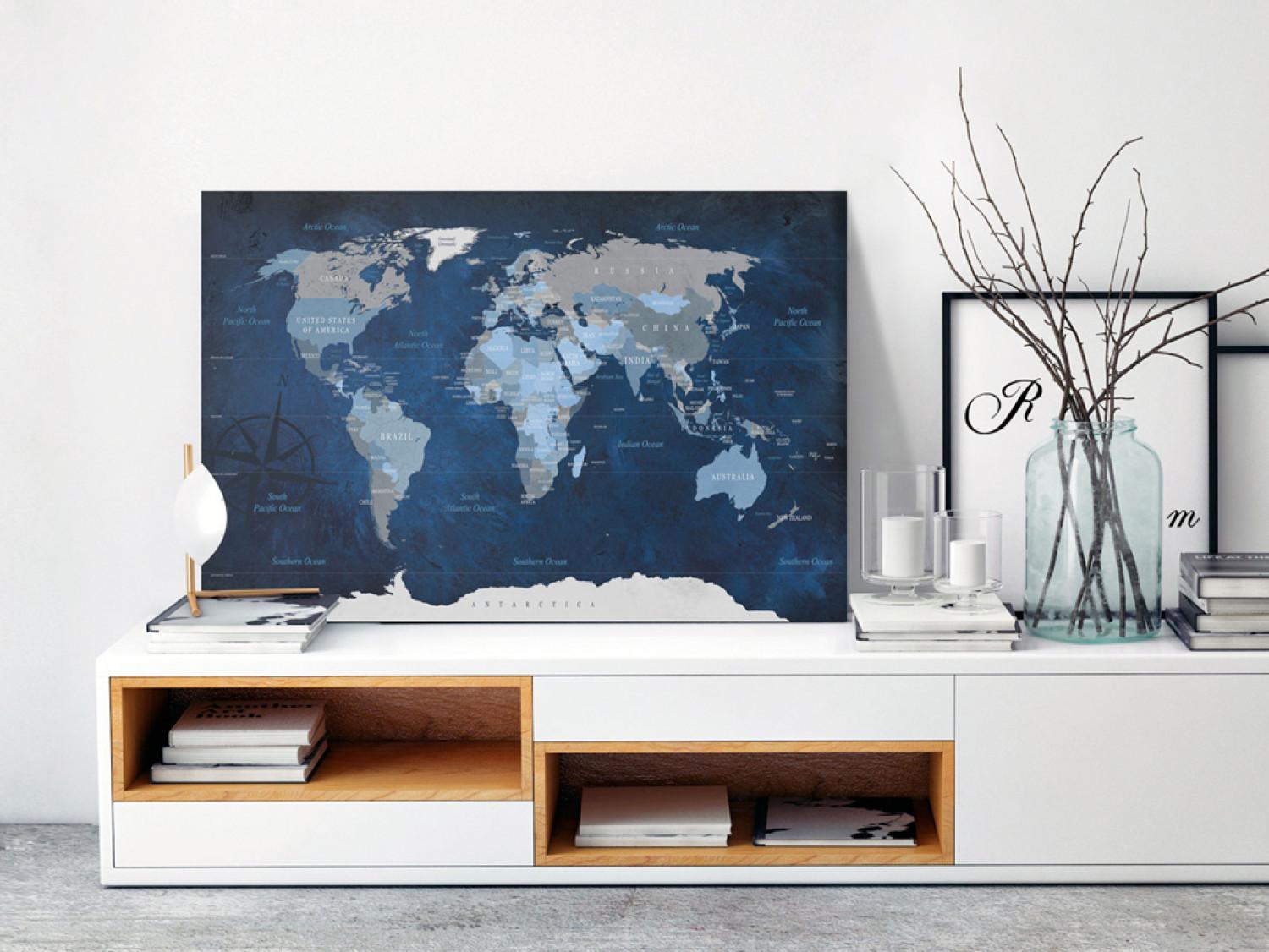 Tablero decorativo en corcho Dark Blue World [Cork Map]