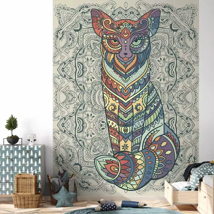 Fotomural Motivo animal - zorro colorido con ornamentos