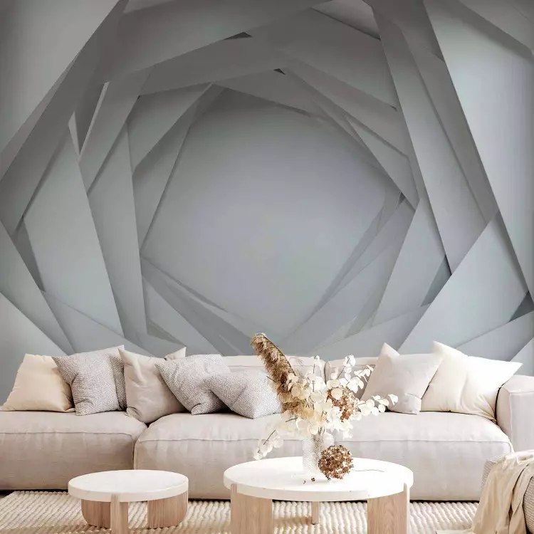 Fotomural Abismo geométrico - pasillo futurista con efecto 3D
