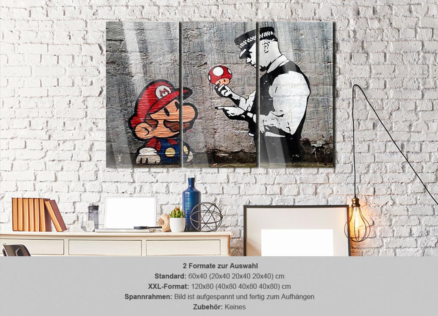 Cuadro acrílico Super Mario Mushroom Cop by Banksy [Glass]