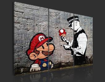 Cuadro acrílico Super Mario Mushroom Cop by Banksy [Glass]