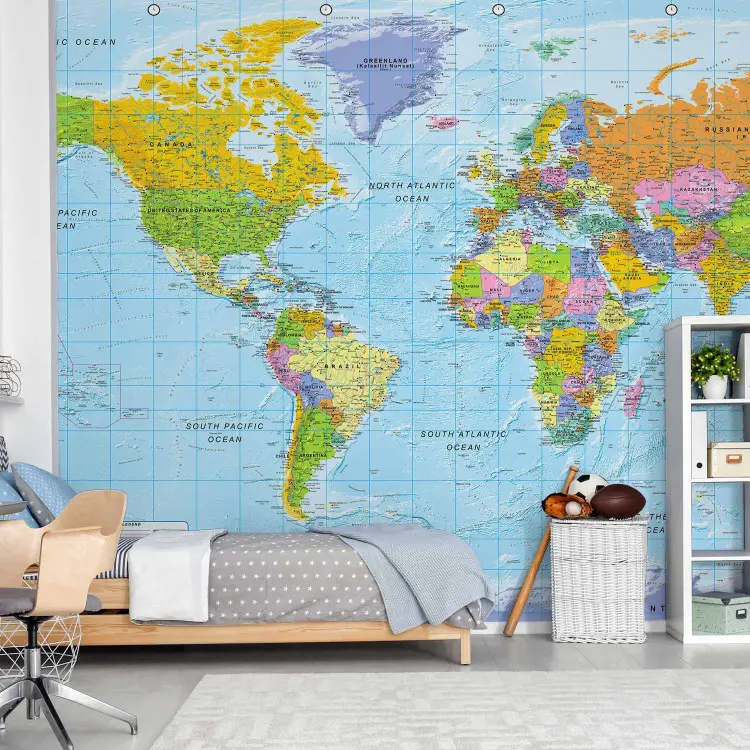 Orbis terrarum - mapa político mundial en inglés con países coloreados