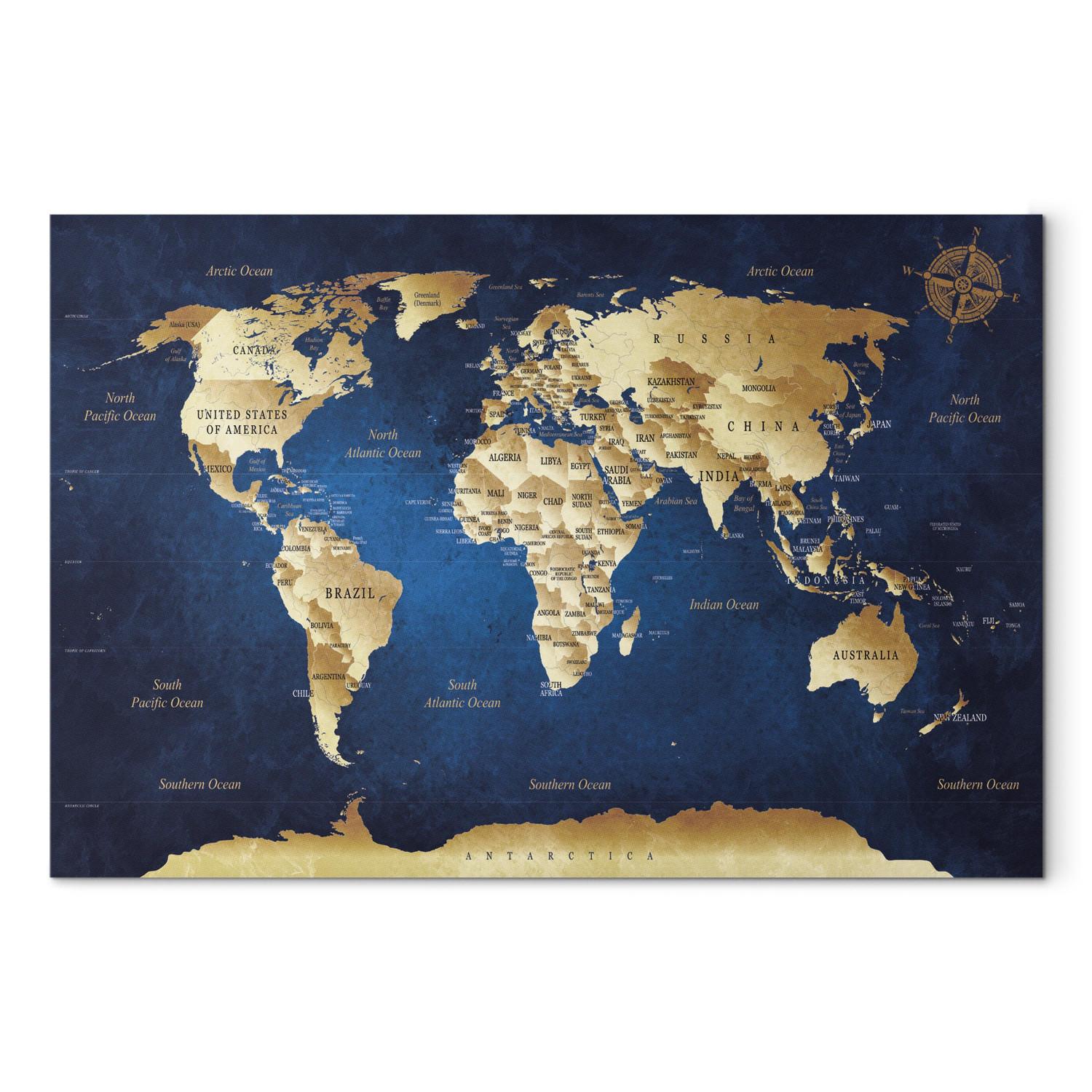 Cuadro World Map: The Dark Blue Depths