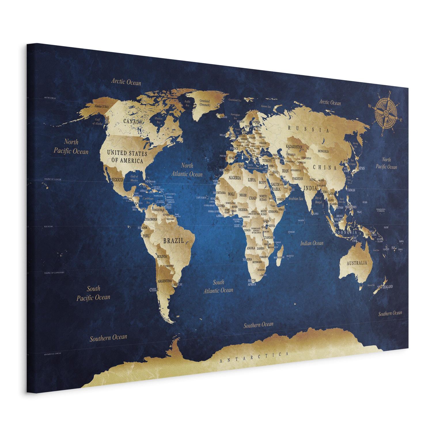 Cuadro World Map: The Dark Blue Depths