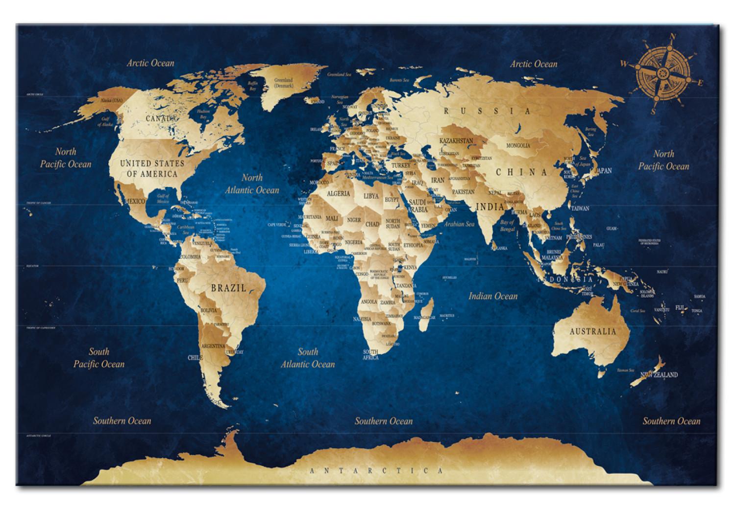 Sobreimpresión en vidrio acrílico World Map: The Dark Blue Depths [Glass]