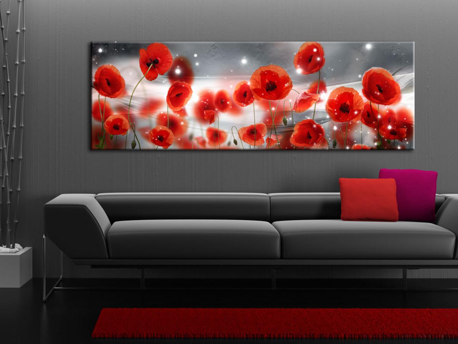 Cuadro decorativo Amapolas estrelladas (1-pieza) - rojas flores de campo entre estrellas