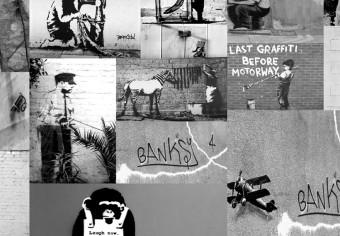 Cuadro decorativo Collage de Banksy rectangular - graffiti inspirado en arte callejero