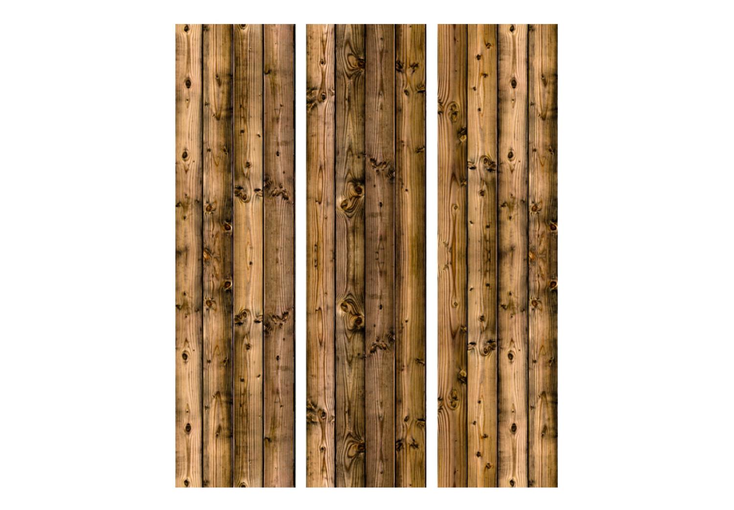 Biombo Cabaña de campo - textura de tablas de madera marrón oscuro