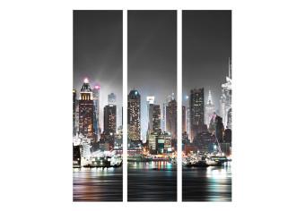 Biombo original Nueva York - panorama nocturno de arquitectura de rascacielos
