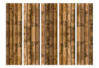 Biombo decorativo Cabaña de campo II - textura natural de tablas de madera marrón