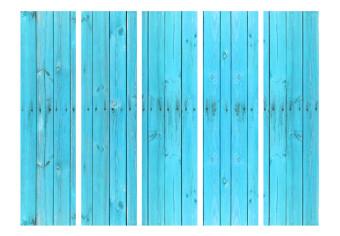 Biombo barato Tablas azules II - textura de tablas de madera azul claro