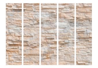 Biombo original Refinamiento de piedra II - textura de muro de piedra beige