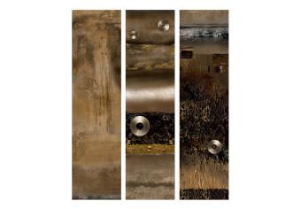 Biombo decorativo Alianza metálica - textura abstracta metálica sobre fondo marrón