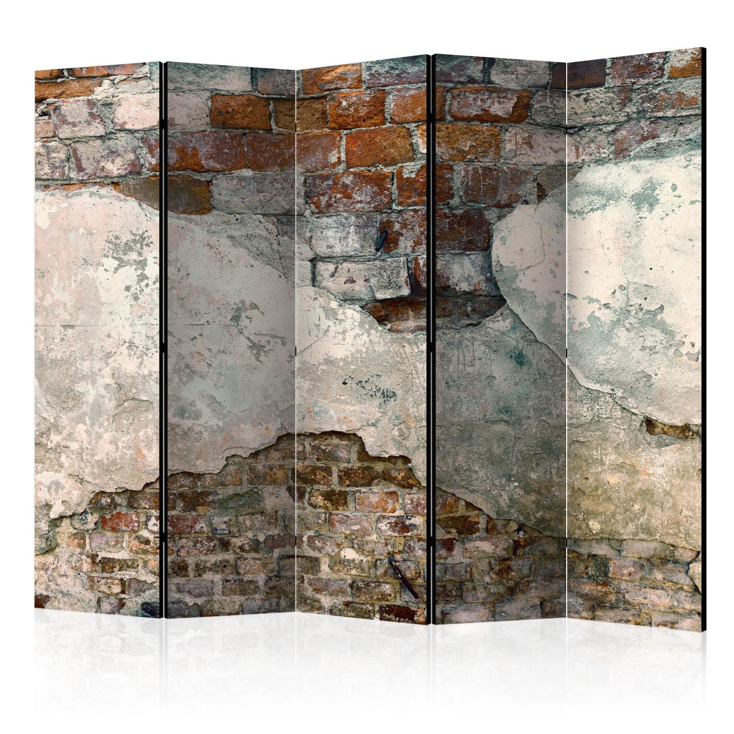 Biombo Muros desmoronados II - textura de ladrillos naranjas con cemento