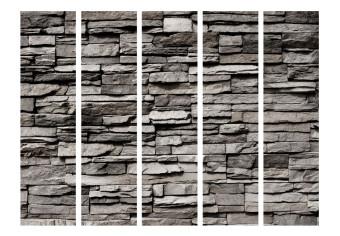 Biombo original Fachada de piedra II - textura de ladrillos de piedra en gris