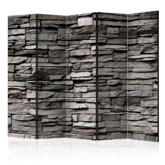 Biombo original Fachada de piedra II - textura de ladrillos de piedra en gris