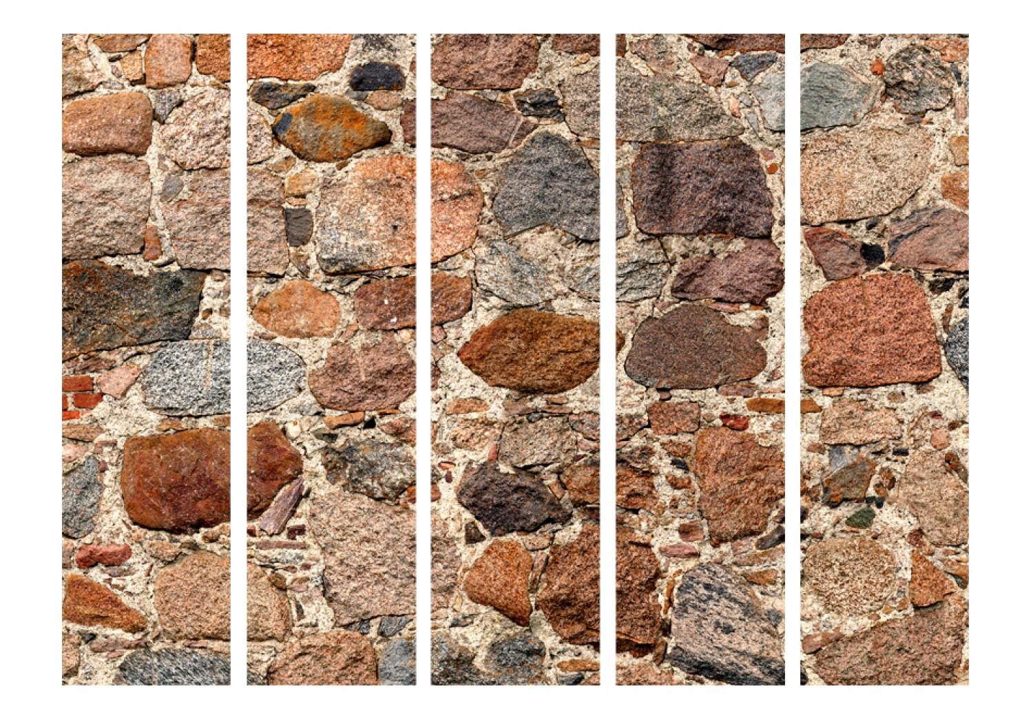 Biombo original Arte de piedra II - textura arquitectónica de piedras marrones