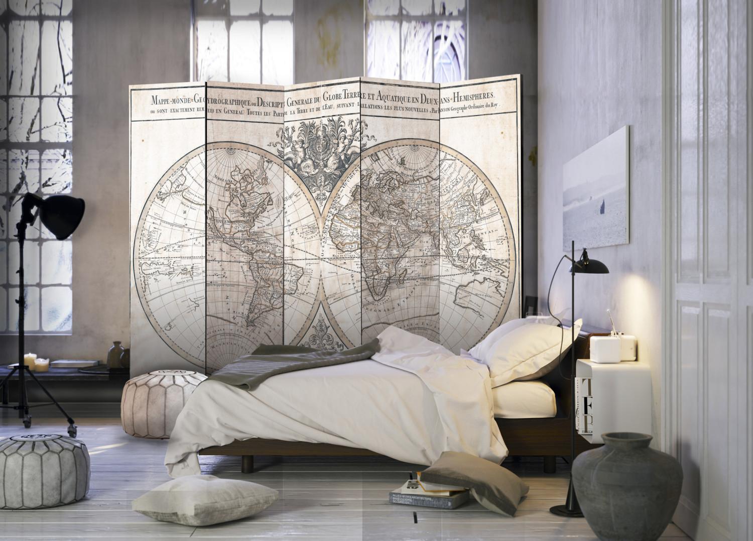 Biombo barato Mappe-Monde Geo-Hidrográfica - mapa del mundo estilo retro