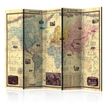Biombo decorativo Nouvelle Carte Du Monde - mapa retro del mundo en francés