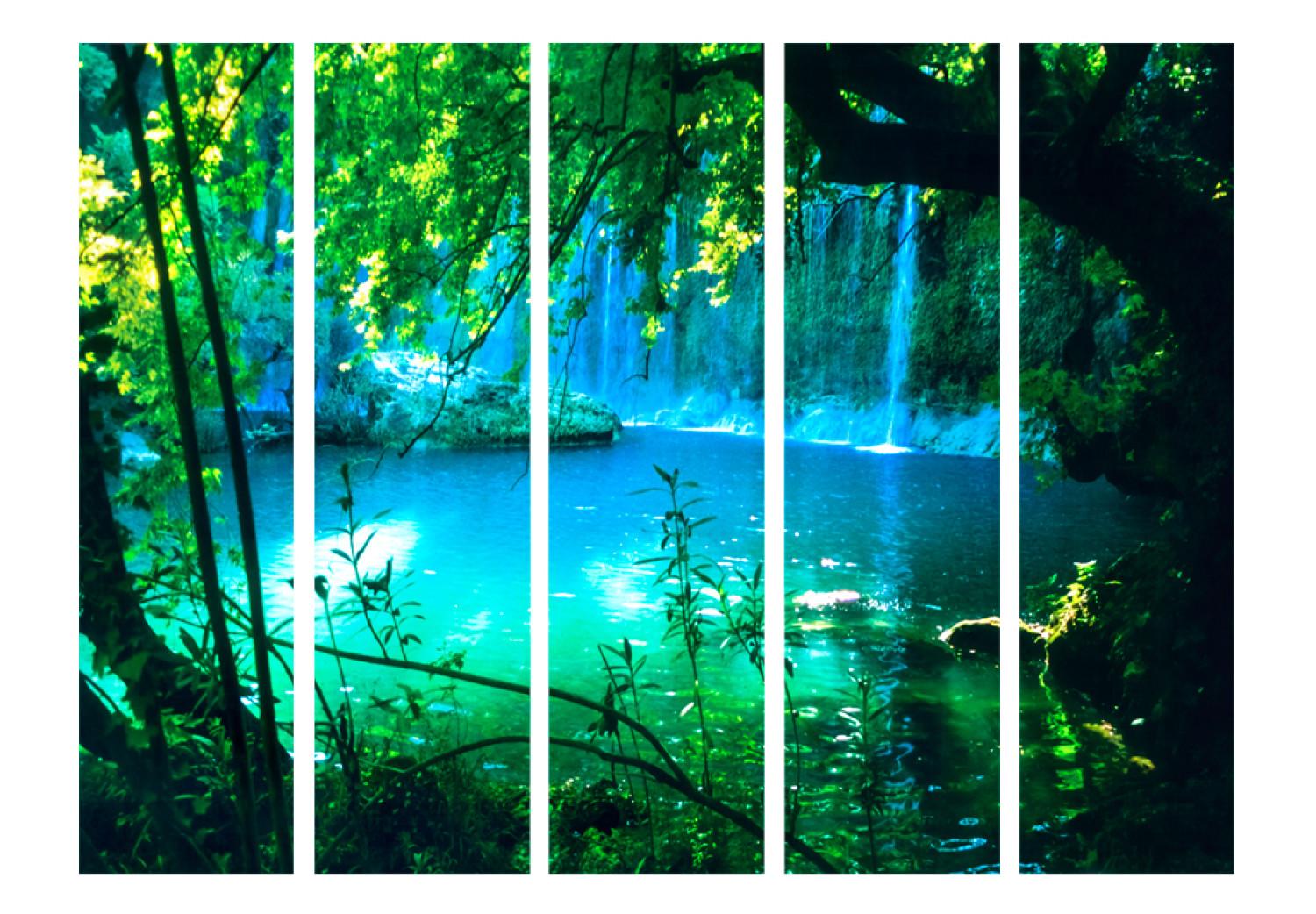 Biombo Cascadas Kursunlu II - paisaje cascada azul fondo bosque