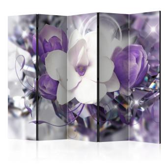 Biombo Emperatriz violeta II - flores blancas violetas magnolia brillo