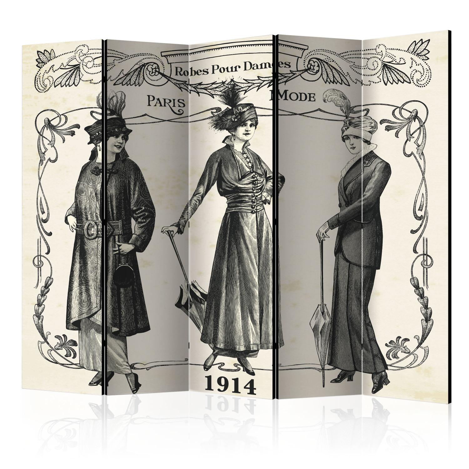 Biombo barato Vestido 1914 II - siluetas mujeres escritos francés estilo retro