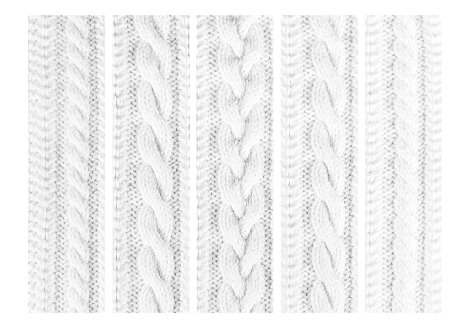 Biombo barato Trenzado blanco II - textura de tela blanca con elementos de trenza