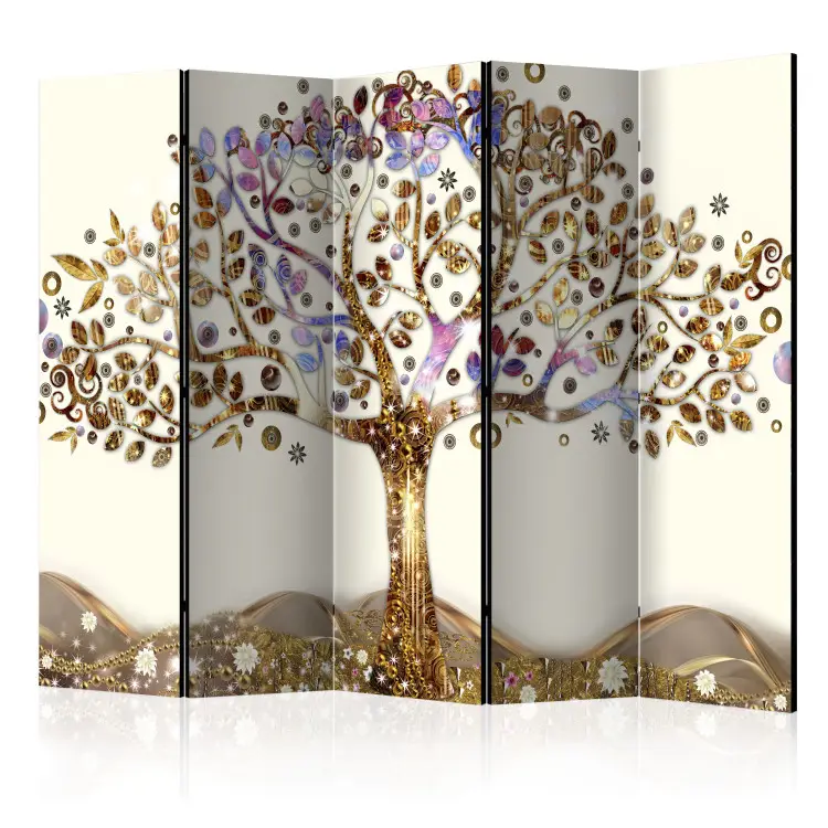 Árbol dorado II - abstracción artística de un árbol dorado y hojas