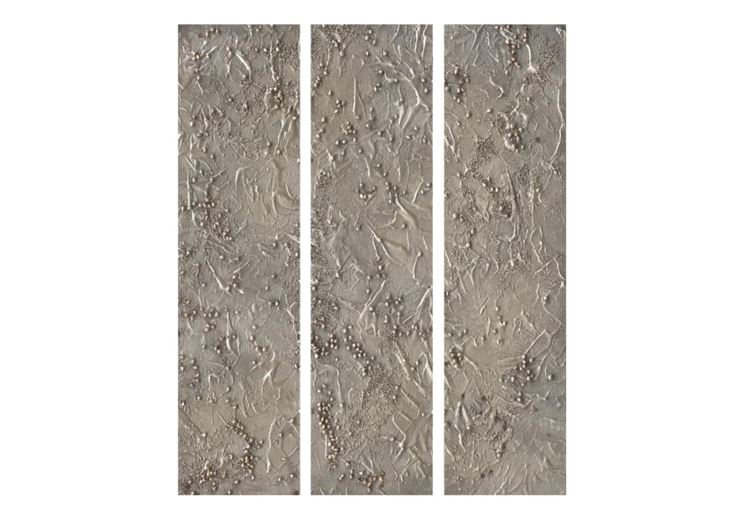 Biombo Silver Serenade - textura artística de piedra gris con dibujo