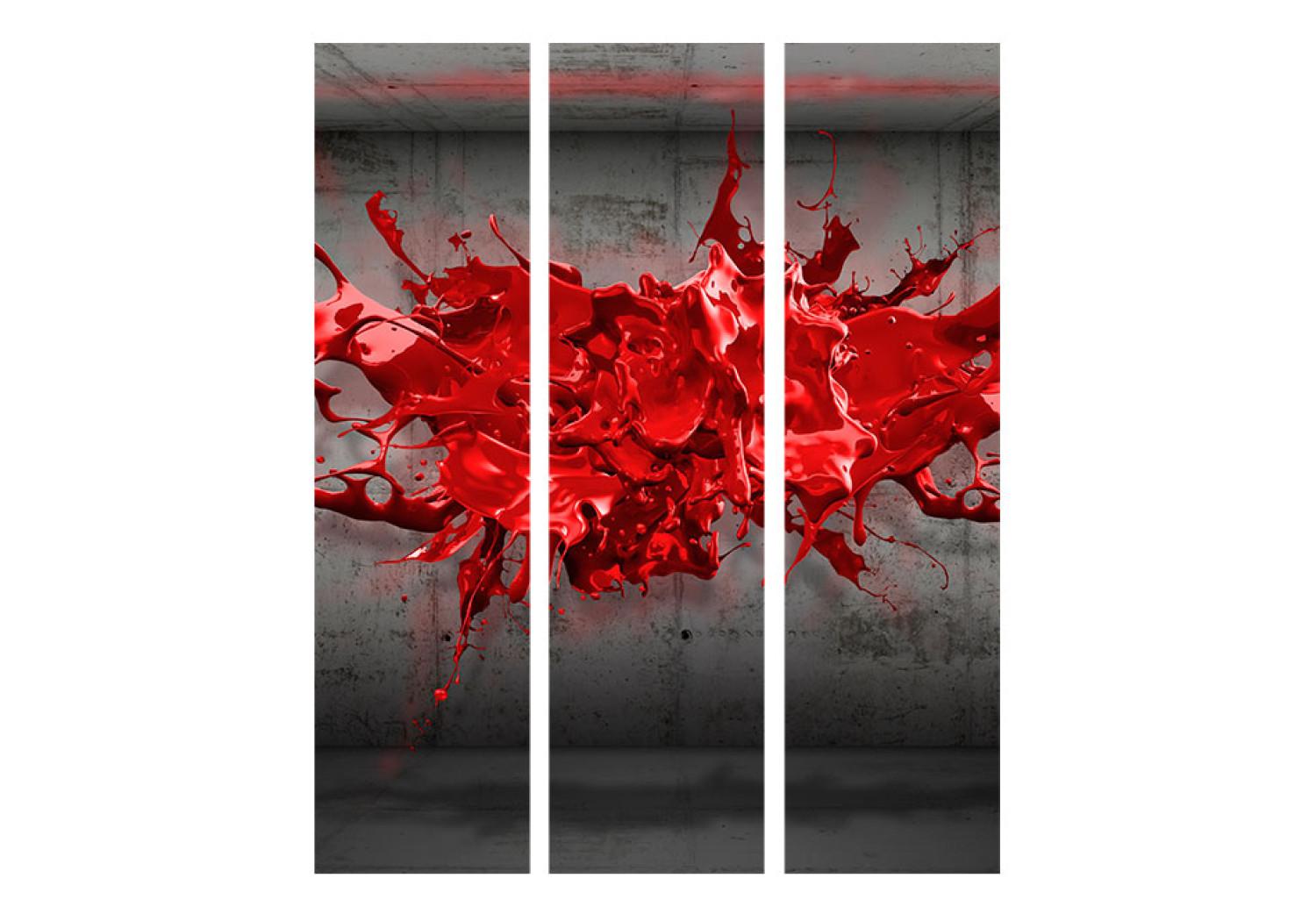 Biombo Mancha roja - abstracción roja sobre fondo de hormigón
