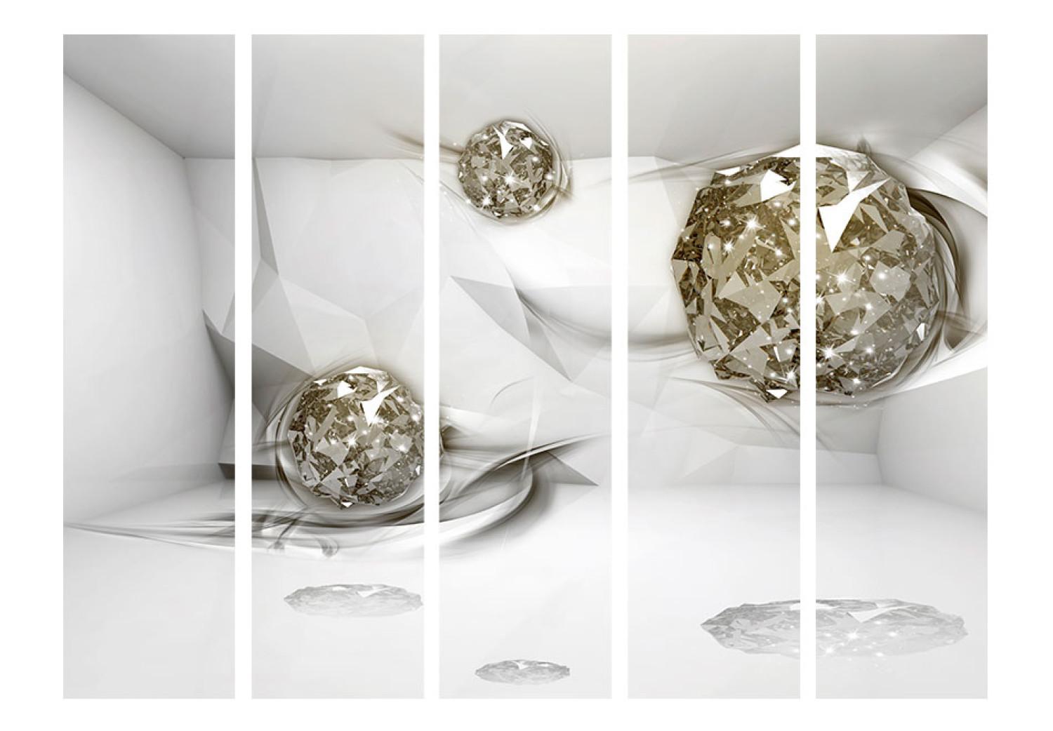 Biombo decorativo Diamantes abstractos II - figuras geométricas en resplandor de cristal