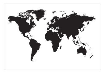 Fotomural a medida Mapa del mundo minimalista - Contornos negros de continentes