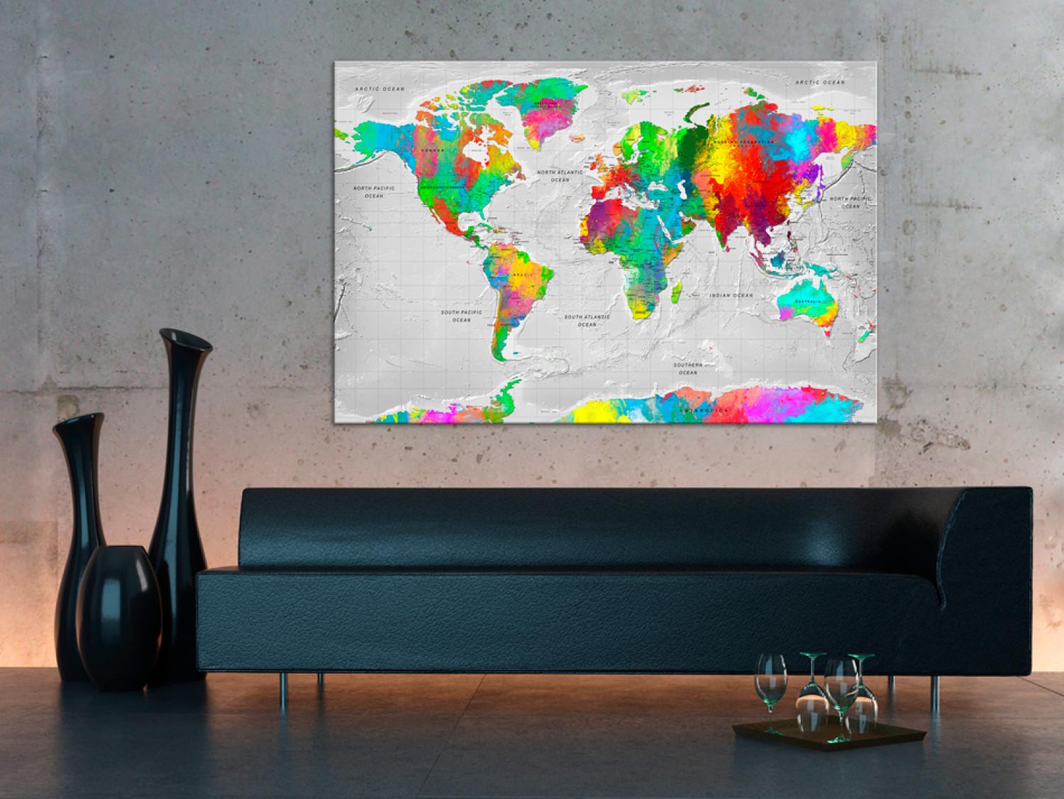Cuadro Mundo en colores (1 parte) - mapa mundial en estilo artístico