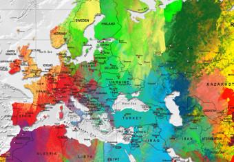 Cuadro Mundo en colores (1 parte) - mapa mundial en estilo artístico