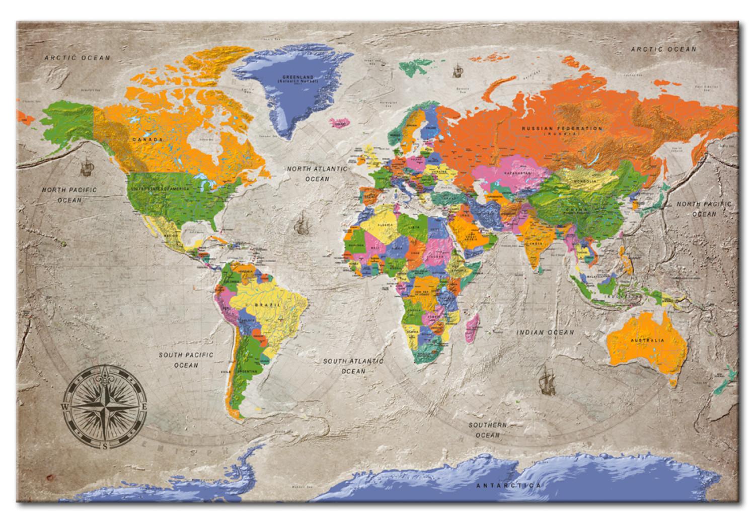 Tablero decorativo en corcho World Map: Retro Style [Cork Map]