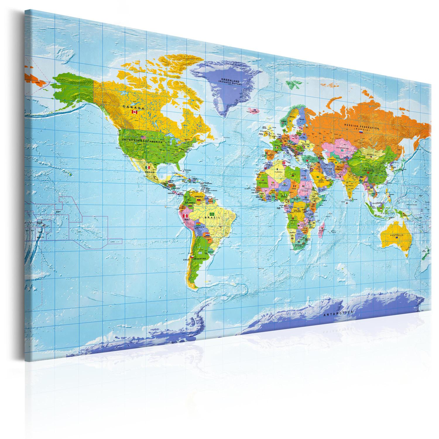 Cuadro Banderas y Textos (1 parte) - Mapa Mundial Colorido con Textos