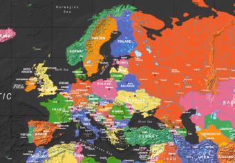 Cuadro moderno Océano en negro (1 parte) - mapa mundial colorido en inglés