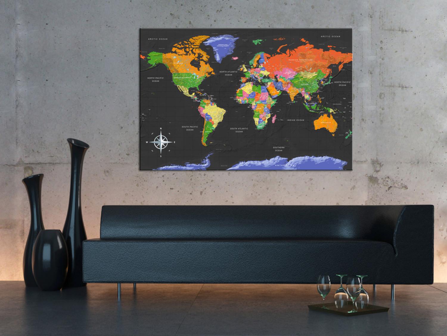 Tablero decorativo en corcho World Map: Dark Depth [Cork Map]