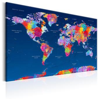 Cuadro Continentes en colores (1 parte) - mapa mundial artístico con letras