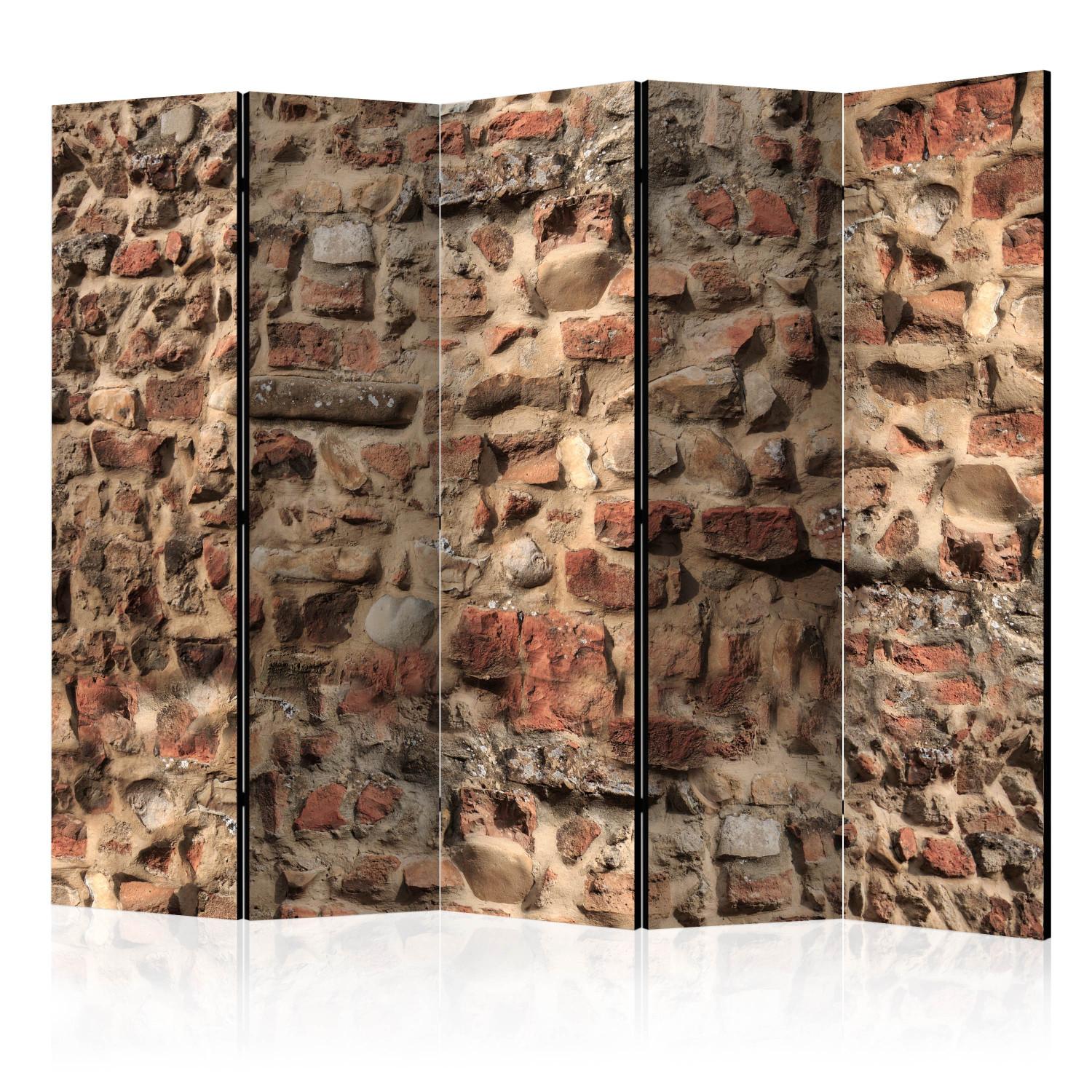 Biombo Vintage Wall II - textura arquitectónica de ladrillo ceglia marrón